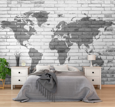 Fotomurais vinilicos texturas e padrões Mapa mundial de concreto  - TenStickers
