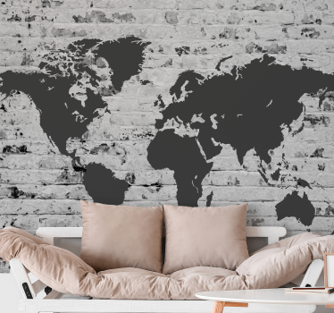 Fotomural Mapa mundial de tijolo branco - TenStickers