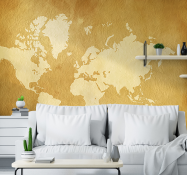 Mural de parede vintage mapa mundo amarelo - TenStickers