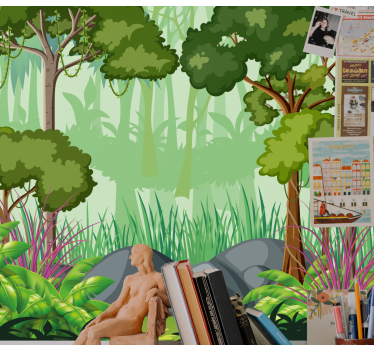 Fotomural selva paisagem de folhagens vibrantes - TenStickers