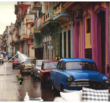 fotomural vinílico colorido de carros clássicos antigos - TenStickers
