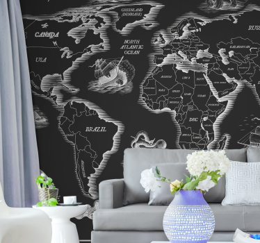 fotomural vinílico de parede de continentes de mapa mundial em pr - TenStickers