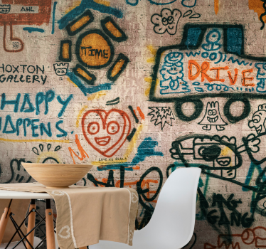 Mistura de desenhos de grafite pintando murais - TenStickers