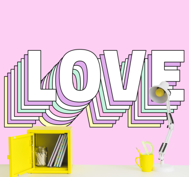 Murais de parede com letras em várias camadas de amor retrô para  - TenStickers