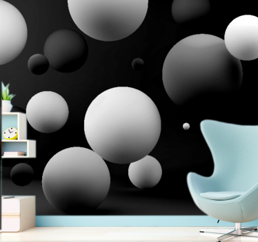 Mural de parede abstrato composição de esferas geométricas - TenStickers