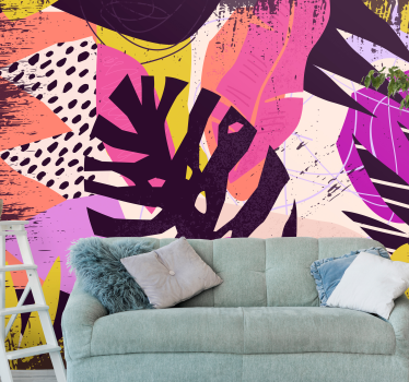 Mural de parede abstrato formas coloridas vibrantes - TenStickers