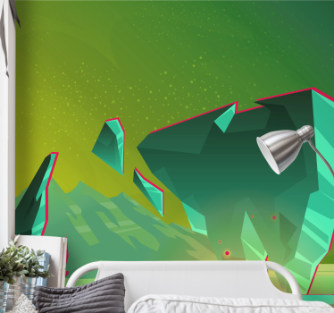 Mural de parede abstrato formas geométricas verdes - TenStickers