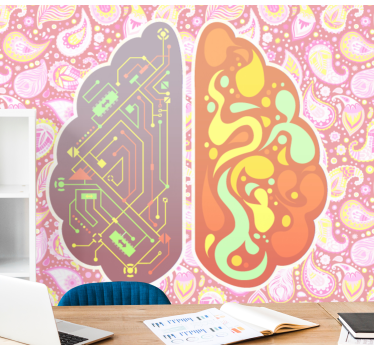 Mural de parede abstrato padrões de circuitos cerebrais - TenStickers
