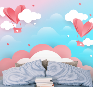 Mural de parede amor balões de coração flutuantes - TenStickers