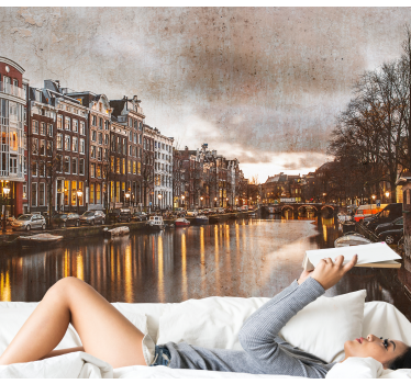 Mural de parede amsterdam vista do canal - TenStickers