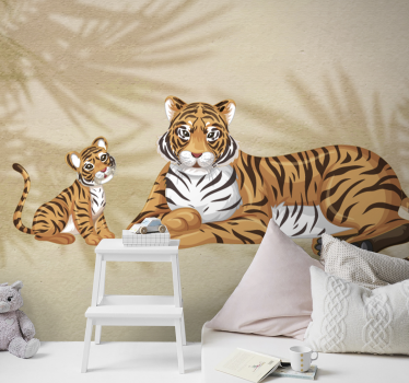 Mural de parede animais mãe e filhote de tigres - TenStickers