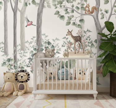 Mural de parede bebés animais na floresta - TenStickers