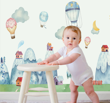 Mural de parede bebés balões de ar quente divertidos - TenStickers