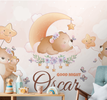 Mural de parede bebés coleção urso sonolento - TenStickers