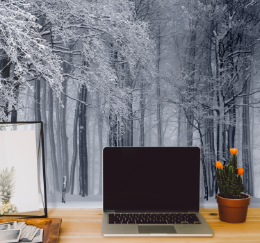 Mural de parede bosques paisagem de árvores nevadas - TenStickers