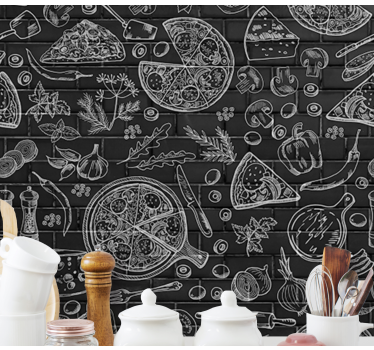 Mural de parede cozinha ilustração de delícias culinárias - TenStickers