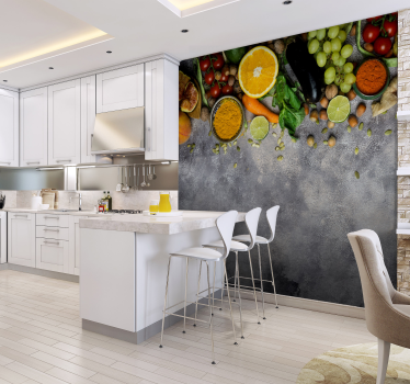 Mural de parede cozinha produtos frescos pendurados - TenStickers