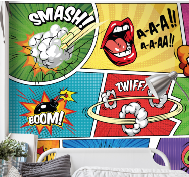 Mural de parede de arte urbana ação de quadrinhos - TenStickers