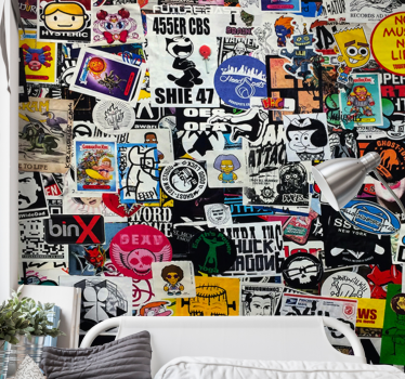 Mural de parede de arte urbana colagem de adesivos coloridos - TenStickers