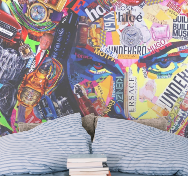 Mural de parede de arte urbana colagem de marcas culturais - TenStickers