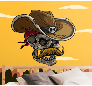 Mural de parede de arte urbana design de caveira de cowboy - TenStickers