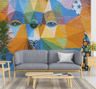 Mural de parede de arte urbana felino geométrico - TenStickers