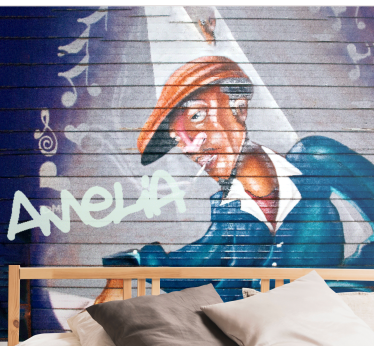 Mural de parede de arte urbana músico com chapéu - TenStickers