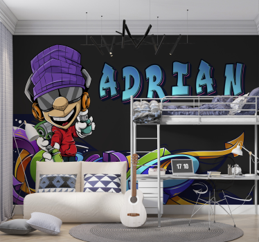 Mural de parede de arte urbana personagem de desenho animado - TenStickers
