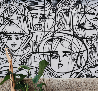 Mural de parede de arte urbana rostos de expressão abstrata - TenStickers