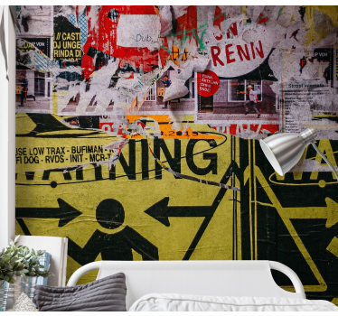 Mural de parede de arte urbana sinais de alerta urbanos - TenStickers