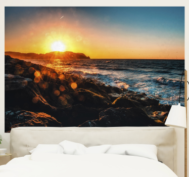 Mural de parede de paisagens À beira-mar com raios de sol - TenStickers