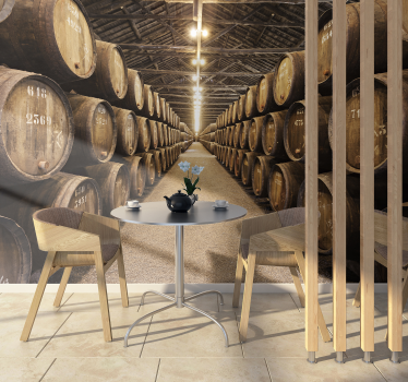 Mural de parede decorativo 3d Pipas de vinho - TenStickers