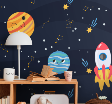 Mural de parede espaço exploração planetária divertida - TenStickers