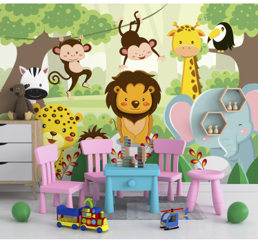 Fotomural decorativo infantil animais na selva - TenStickers