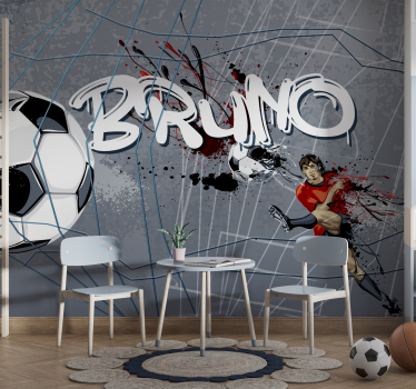 Mural de parede juvenil gol de jogador de futebol e nome - TenStickers
