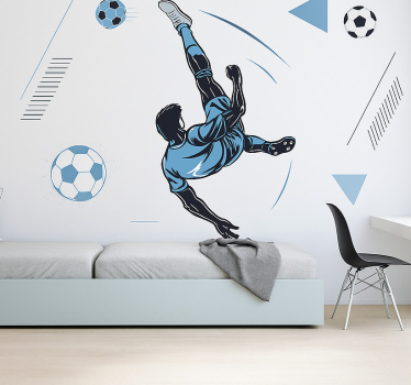 Mural de parede juvenis jogador azul atirando - TenStickers