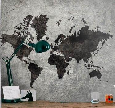 Mural de parede mapa mundial silhueta - TenStickers