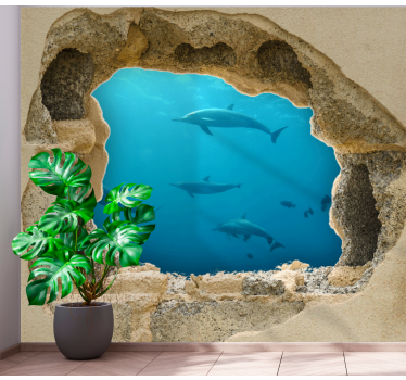 Mural de parede mar cena subaquática de golfinhos - TenStickers