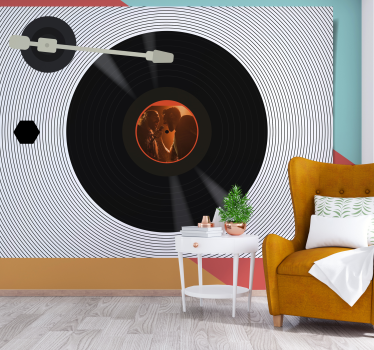 Mural de parede música amor por disco de vinil - TenStickers