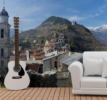 Mural de parede música paisagem de guitarra acústica - TenStickers