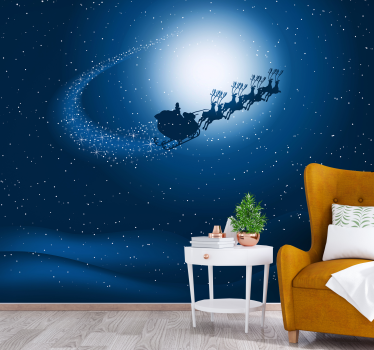 Mural de parede Natal a jornada do trenó do papai noel - TenStickers