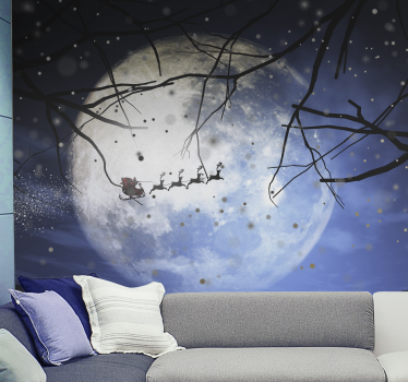 Mural de parede Natal jornada noturna do papai noel - TenStickers
