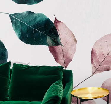Mural de parede natureza elementos de folhas elegantes - TenStickers