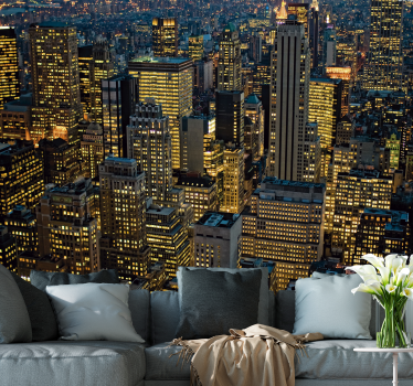 Mural de parede nova york paisagem noturna - TenStickers