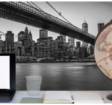 Mural de parede nova york paisagem urbana ponte brooklyn - TenStickers