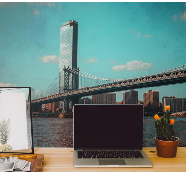 Mural de parede Nova York perspectiva da ponte do brooklyn - TenStickers