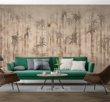 Mural de parede para a sala floresta de bambu vintage - TenStickers