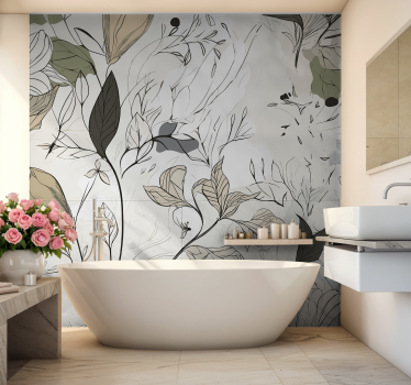 Mural de parede para banho desenhar flores - TenStickers