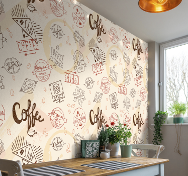 Mural de parede cozinha colagem de esboços de café - TenStickers
