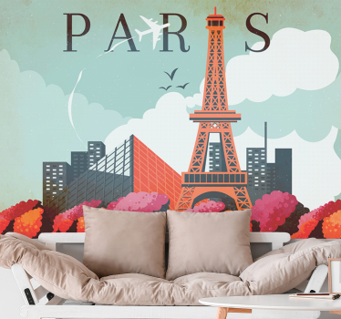 Mural de parede paris paisagem da torre eiffel - TenStickers